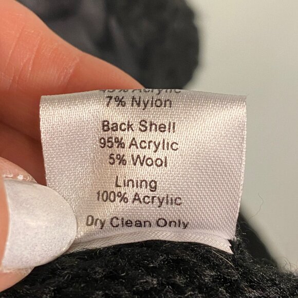 The Pyramid Collection Womens Black chunky Knit cardigan long sweater ruffle M - Picture 7 of 12